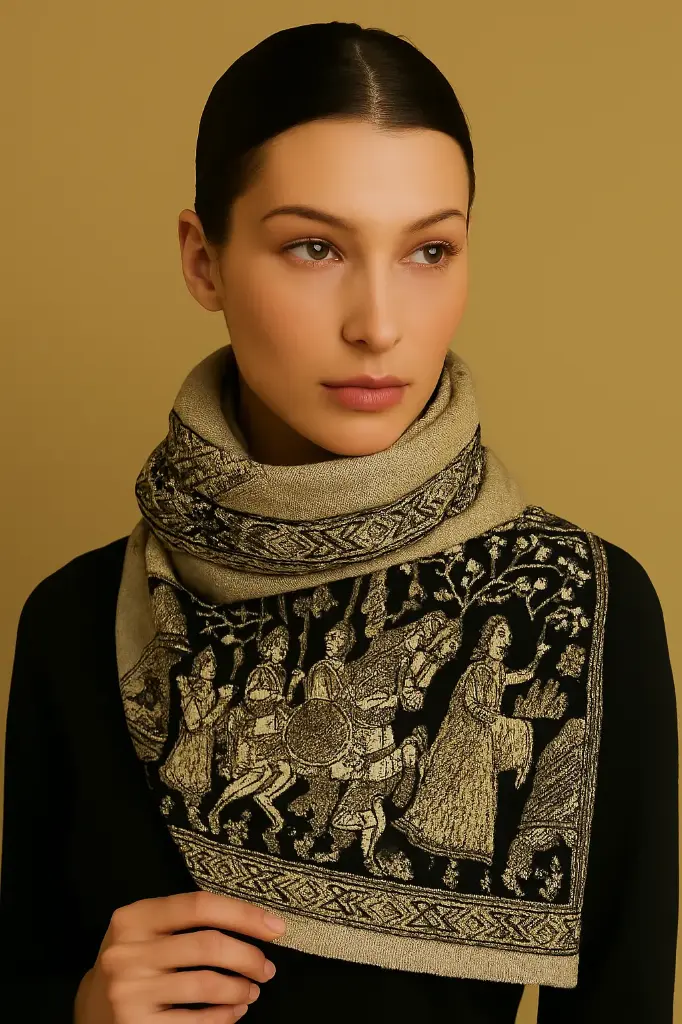 Beautiful Hand embroidered Mughal design Pashmina Shawl