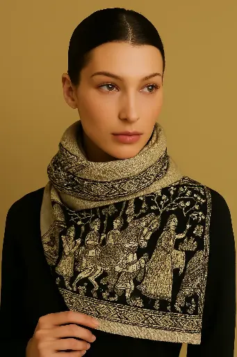 Beautiful Hand embroidered Mughal design Pashmina Shawl